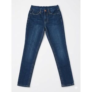 Seven7 Jeans Women's Dark Wash Mid Rise Stretch Logo Embroidered Pockets Size 10